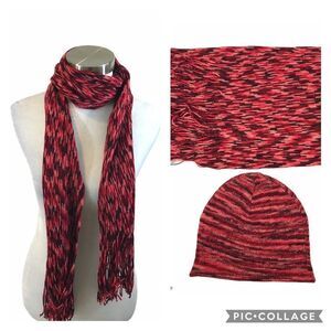 Ladies Joe Boxer Shades of Red Hat and Scarf Set